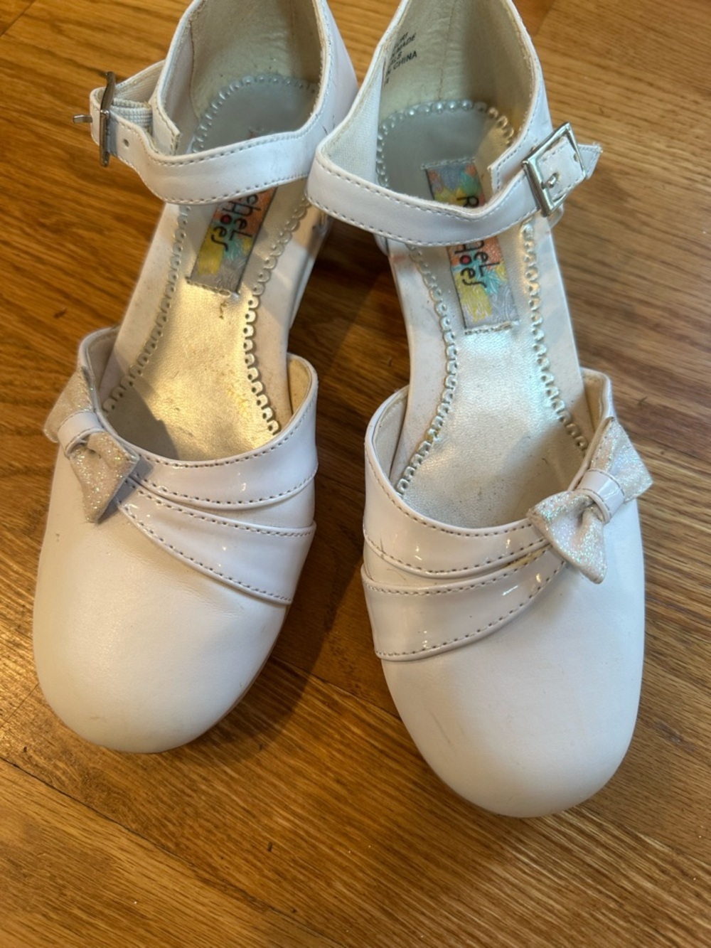 Rachel Shoes White Girls' Dress Mary Janes with Ankle Strap and Bow